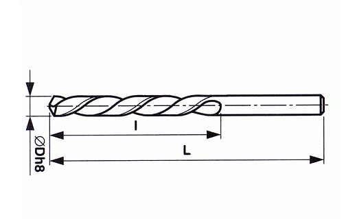 Vrták s válcovou stopkou - Levořezný, 221131, 6,3 mm HSS