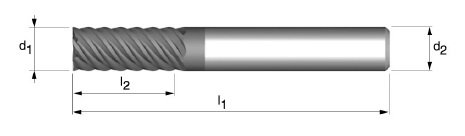 Fréza tvrdokovová 6-břitá  SK  D 8,0 TiAlN prodloužená do 60 HRc